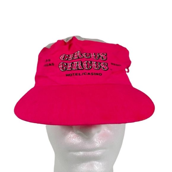 Vintage CIRCUS CIRCUS Hotel Casino LAS VEGAS Painters Cap Pink White Snapback - Picture 1 of 10